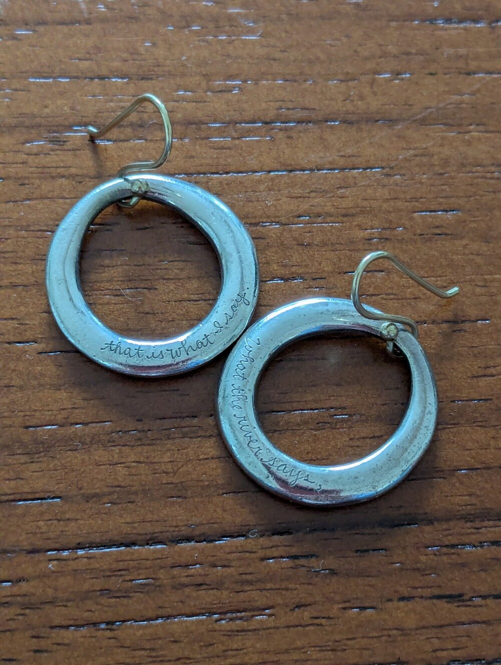 Vintage Jeanine Payer Silver Silver Hoop Drop Earrings with stafford Engraving
